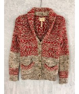 ARITZIA WILFRED FREE Nord Wool Cardigan Sweater chunky knit red beige XXS - £23.75 GBP