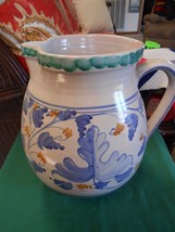 Great Collectible Pottery Handcrafted &quot;Gigantic&quot; Handpainted WATER PITCH... - $37.21
