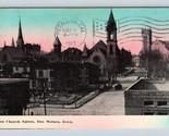 Seven Church Spires Des Moines Iowa IA 1912 DB Postcard P12  - $4.90