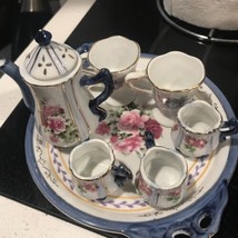 Rare Vintage Porcelain Floral Motif Decorative One Pc Mini Set - $79.20