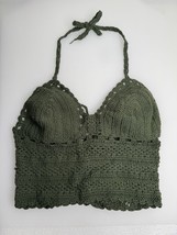 Women&#39;s Forest Green Moss Crochet handmade bralette top size S/M Adjusta... - $834.34 MXN