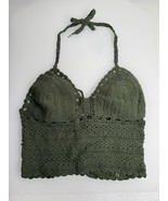 Women&#39;s Forest Green Moss Crochet handmade bralette top size S/M Adjusta... - $840.78 MXN