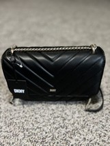 DKNY Black Veronica Large Quilted Shoulder/Crossbody Bag with Flap NWT - £58.52 GBP