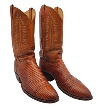 VTG Dan Post Lizard Skin Tan Leather Western Cowboy Work Riding Boots Me... - $121.54