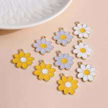 10pcs 19*21 Enamel Daisy Flower Charms for Necklaces Pendants Earrings DIY Color - £7.15 GBP+