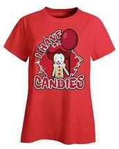 I Have Candy Candies Scary Clown Creepy Mask - Ladies T-Shirt Red - £26.10 GBP