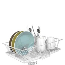 Home Basics-3-Piece Dish Drainer Set White Steel, Vinyl, 19&quot;Lx12&quot;Dx5&quot;H 2 Lbs. - £19.27 GBP