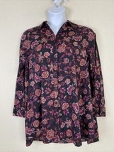 Jessica London Womens Plus Size 18 (1X) Red/Purple Floral Button Up Shirt - $13.96