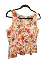 J Crew Linen Floral Peplum Blouse Tank Top SZ 6 Multicolor Sleeveless  - $24.99