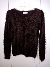 SaPi MAGLIERIE ITALY LADIES BROWN SHAGGY ACRYLIC/NYLON PULLOVER SWEATER-... - $11.29