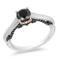 Enchanted Disney Villains Ursula Ring 1Ct Round Cut Black Diamond Engagement Rin - £82.31 GBP