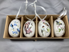 Ceramic Porcelain Easter Egg Hanging Ornaments Birds Set of 4 - £25.65 GBP