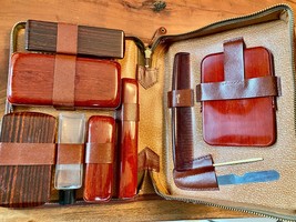 Vintage Rumpp Vanity Travel Kit Leather Case w/Mohawk Men&#39;s Shaving Groo... - $67.05