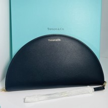 NEW Large Tiffany &amp; Co Half Moon Wallet Clutch Pouch in Black Italian Leather - £275.77 GBP