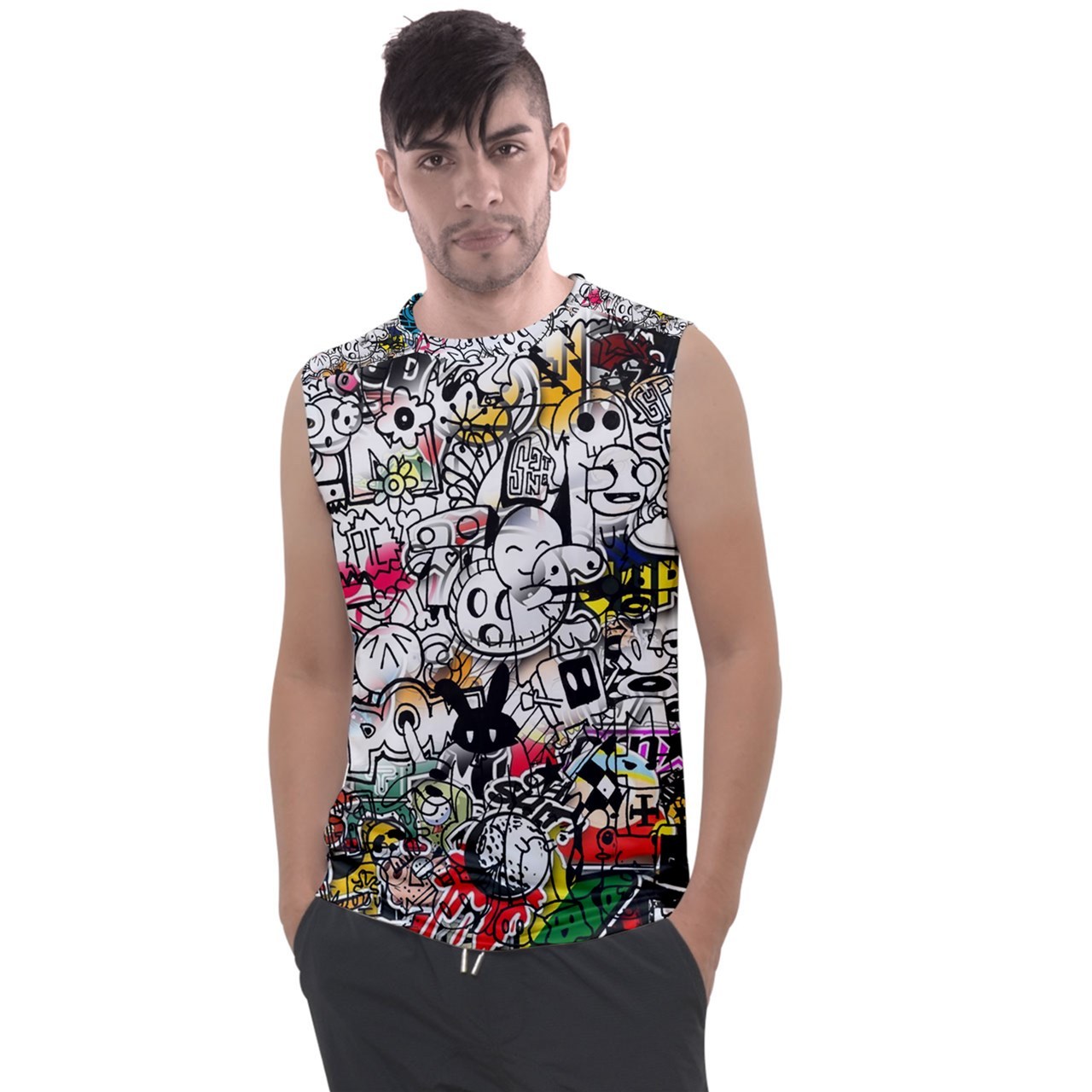 New Doodle art camo fashion rock hipster trippy unisex tank top t shirt - $20.99+