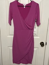 Leith Faux Wrap Bodycon Pink Dress Size Med NEW Purple Orchid - $23.36