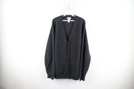 Vintage 90s LL Bean Mens XL Blank Lambswool Knit Button Cardigan Sweater Gray - £63.07 GBP