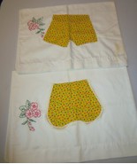 VINTAGE HAND APPLIQUED &amp; Embroidery Pocket Boy Girl Pants Pillowcases - £7.86 GBP
