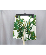 Joie shorts pleated linen blend rope belt Small beige green leaves insea... - £29.26 GBP