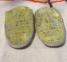 Moroccan house slippers- Moroccan women yellow green babouches slippers - £46.84 GBP