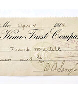 1914 Kineo Trust Company Bank Check E.A. Sampson Dover Maine Signed 6261... - $28.01 CAD