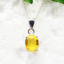 925 Sterling Silver Natural Citrine Necklace Handmade Gemstone Jewelry - £36.17 GBP