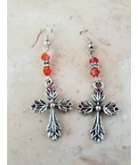 Cross Earrings with Red Accents - Brand New - £10.37 GBP