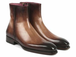Paul Parkman Mens Shoes Boots Brown Goodyear Welted Handmade BT3955-BRW - $689.99
