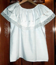 Girls White Off-Shoulder Ruffle Top W/Lace Ribbon Mexico Folklorico Fiesta Dance - £19.33 GBP+