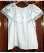Girls White Off-Shoulder Ruffle Top W/Lace Ribbon Mexico Folklorico Fies... - £19.88 GBP+