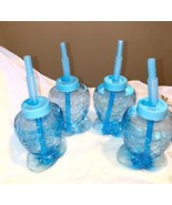 MERMAID  plastic drinking cups With Straws  Set Of 4  Summer Blue - £15.91 GBP