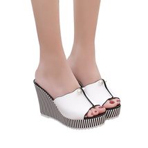Summer Wees Sandals High heels Beach Slippers Platform Stripe Pearl Sandals flip - £29.59 GBP