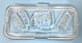 Vintage Federal Glass Embossed Vegetables Carrots Refrigerator Dish Lid ... - $16.34