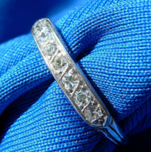 Earth mined Diamond Deco Wedding Band Victorian Antique Design Anniversary Ring - £1,250.83 GBP