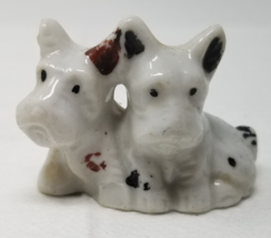 Charming Double Scottie Dog Ceramic Figurine Small Hand Painted Home Decor Vtg - £11.92 GBP