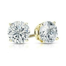 14K or Jaune Plaqué 1CT Coupe Ronde Moissanite Mini Clou Boucles Pour Femmes - £50.43 GBP