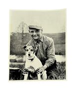 Vtg 1930s-40s Boy w/ Dog Rural B&amp;W Photo 8x10 Baseball Cap Terrier Lex K... - $14.25