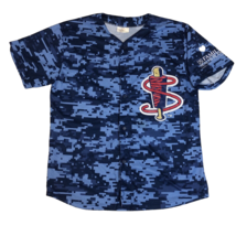 Lowell Spinners Blue Digi Camo Promo Button Front Baseball Jersey Size X... - $24.74