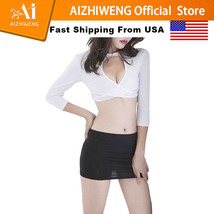 Sultry Office Ensemble, Cosplay Crop Top with Mini Skirt - Seductive Secretary - £10.46 GBP