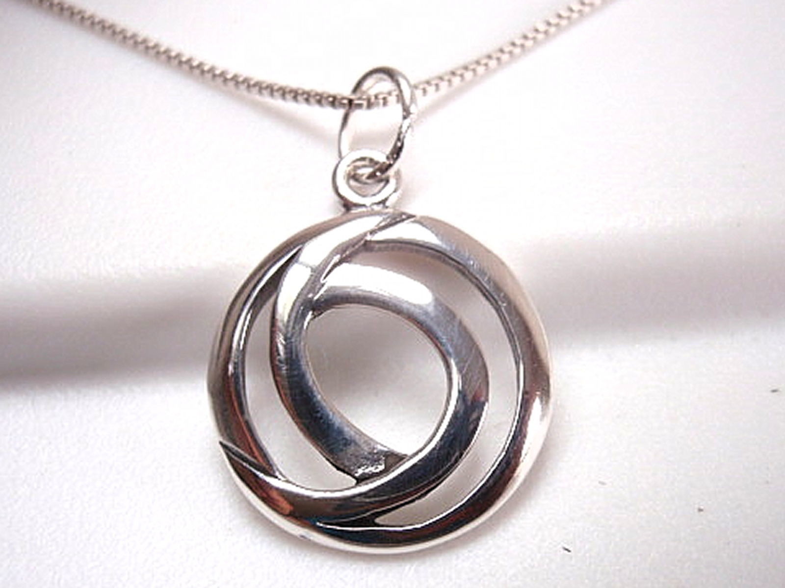 Primary image for Double Circle Necklace 925 Sterling Silver Corona Sun Jewelry round