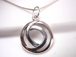 Double Circle Necklace 925 Sterling Silver Corona Sun Jewelry round - £17.29 GBP