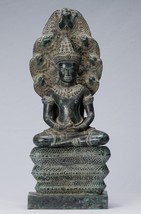 Antico Bayon Stile Khmer Seduta Bronzo Naga Meditazione Buddha - 57cm/58.4cm - £1,386.34 GBP