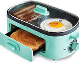 Turquoise 3-In-1 Breakfast Maker Station Healthy Ceramic Nonstick Dual G... - $72.22