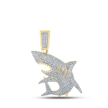 10kt Yellow Gold Mens Round Diamond Shark Charm Pendant 1 Cttw - £1,003.27 GBP