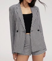 Lulu’s Checked Out Black and White Gingham Blazer Size Large - £45.77 GBP