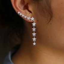 Arking cz star shaped elegant minimalis long earrings for women left right ear delicate thumb200