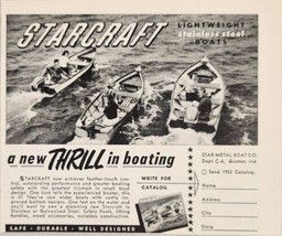 1952 Print Ad Starcraft Lightweight Stainless Steel Boats Star Metal Gos... - $13.48