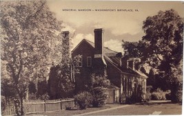 Memorial Mansion, Washington&#39;s Birthplace, vintage post card 1945 - £9.37 GBP