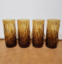 4 Amber Cut To Clear Glass Crystal Highball Drinking Glasses Made In Hun... - £117.33 GBP