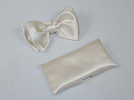 Men's Satin Silky Bow Tie Hankie by J.Valintin Collection #10036 Off White image 2